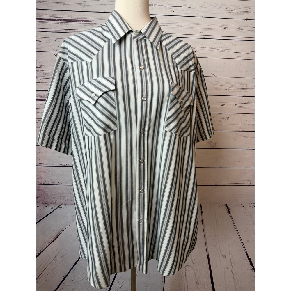 Ely Cattleman Western Shirt XL Striped Pearl Snap Mens Vintage Extra Large 70s